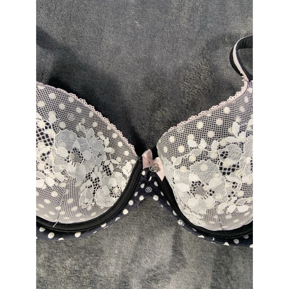 Body by Victoria's Secret Perfect Shape‎ Bra Black White Polka Dot Lace 36B
